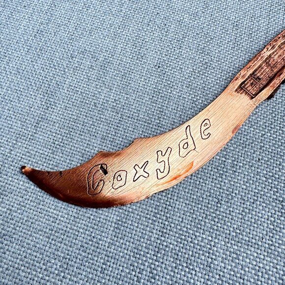 Antique Rare Belgium Trench Copper Art WW1 Letter Opener Knife Coxyde *read* - Picture 3 of 8